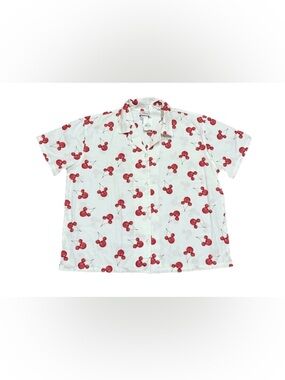 Disney Store Hidden Mickey Mouse Cherry Print Button Down Shirt Vintage Y2K NWT!